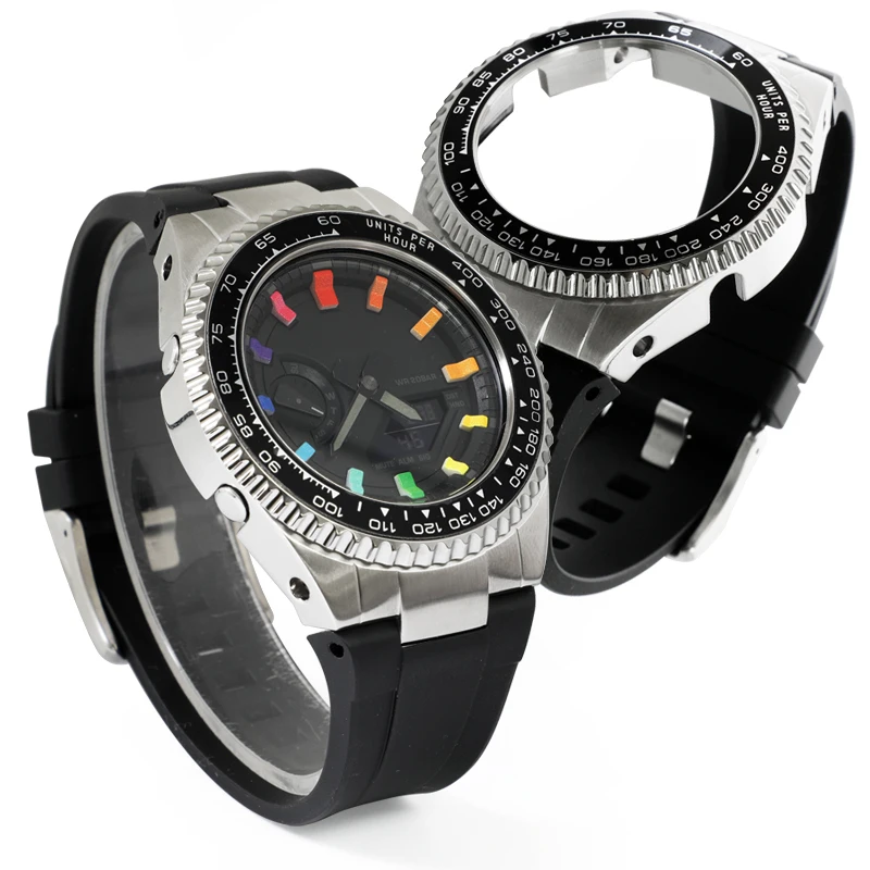 GA-2100 Mod Kit Rolx Lunetta Cassa per orologio in acciaio inossidabile Cinturino in caucciù adatto per la sostituzione della parte dell'orologio GA-2110 GA-B2100