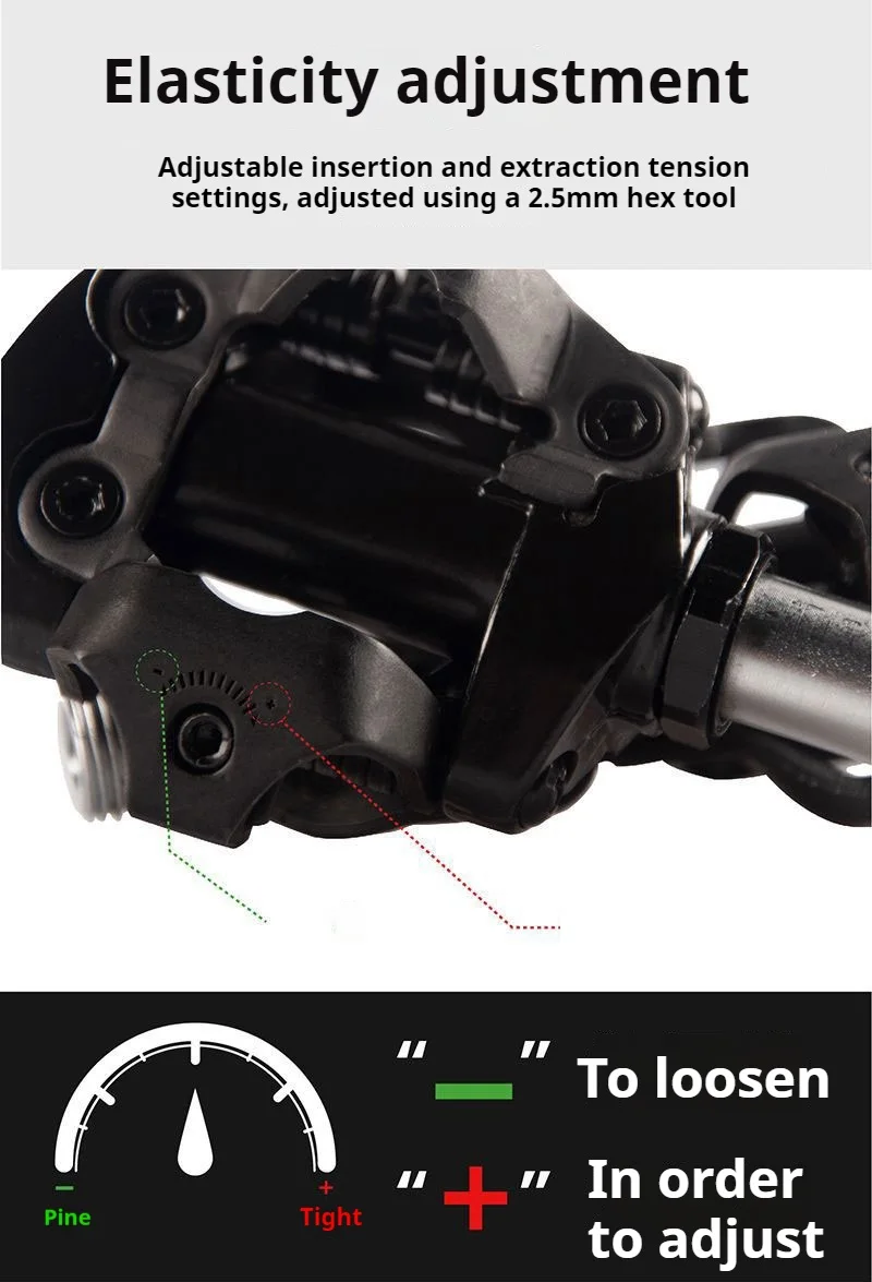 ENLEE Fahrradschlosspedal 1, mit kostenloser Klampe für SPD-System, MTB, Straße, Aluminium, rutschfest, abgedichtetes Lagerschloss-Zubehör – Detail 5