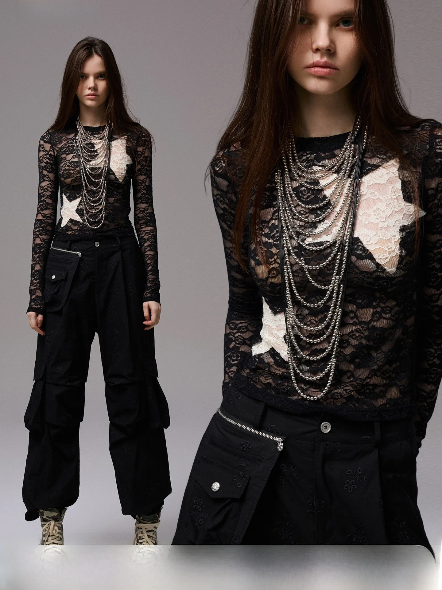 

JINN STUDIO Ретро Цветная футболка Blo Star с вышивкой Long Sve Женская облегающая футболка с базовым слоем Креативный геометрический узор