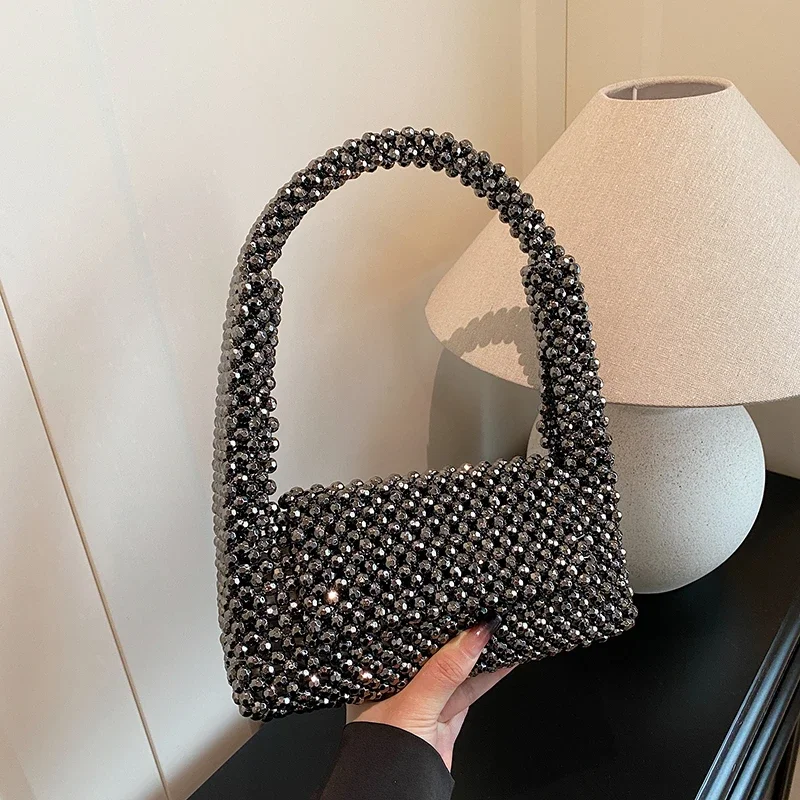 

Korean Niche Design Hand-held Tote Bag for Women 2026 New Versatile Single Shoulder Underarm Bag Bead Bag Одноплечевая Сумка