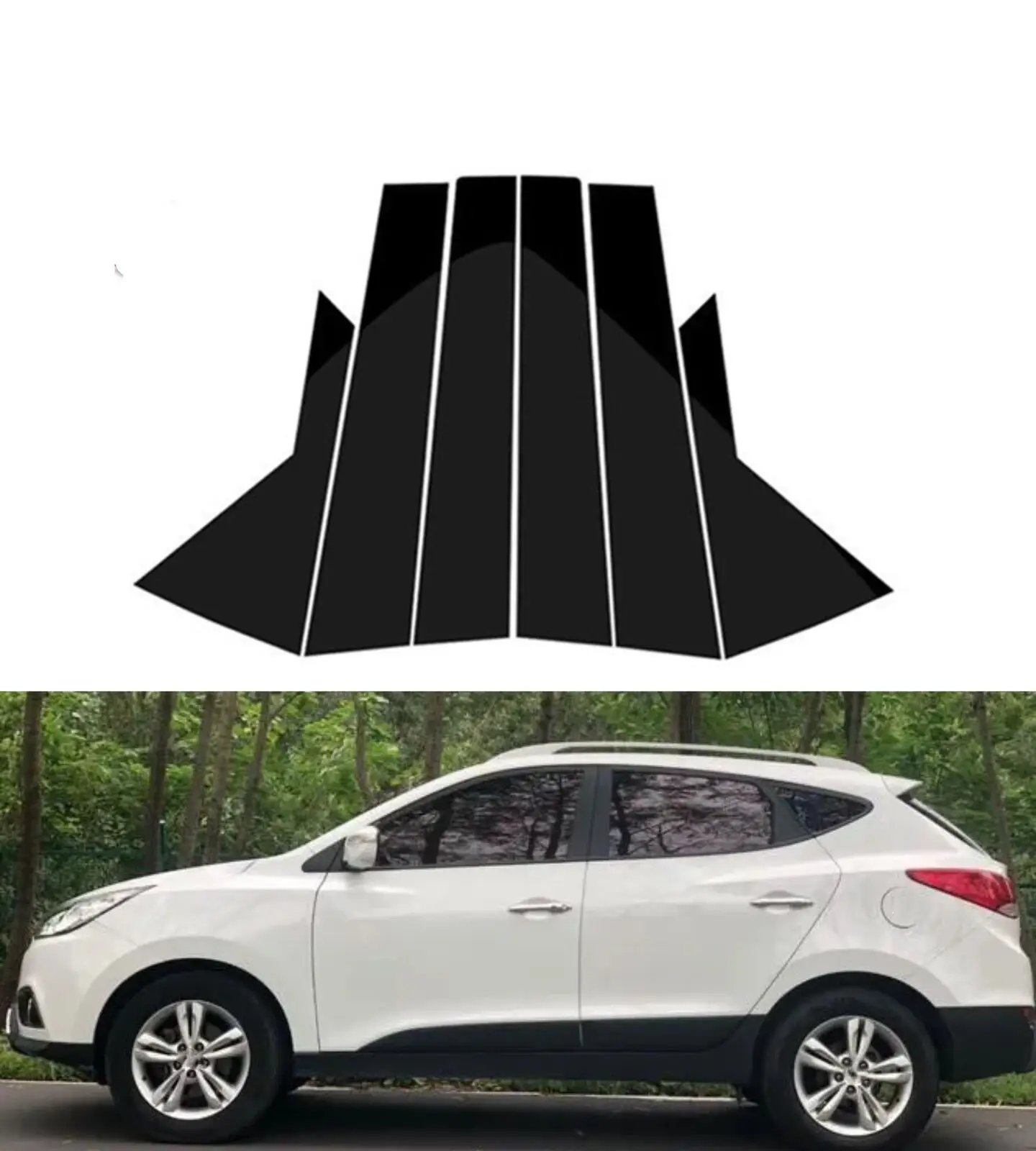 

6Pcs Car Pillar Posts Window Molding Cover Trims Decoration Stickers Black for Hyundai IX35 Tucson 2010 2011 2012 2013 2014 2015