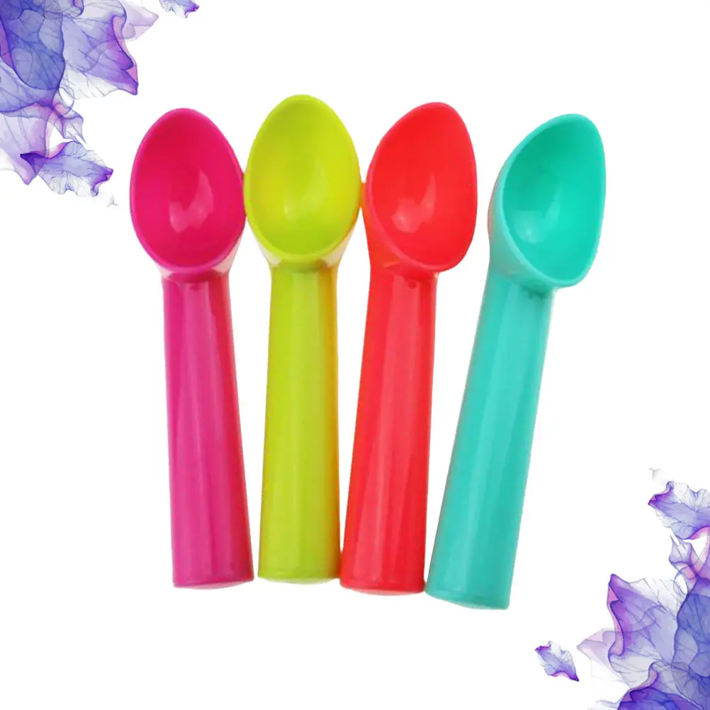 4Pcs Ice Cream Scoops Ergonomic Plastic Spoons for Fruit Salad Dessert Home Kitchen Gadget Ice Cream Ball Scoops view 2