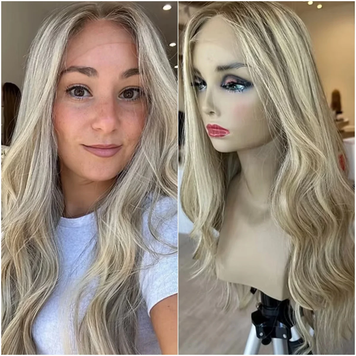 

26-дюймовый длинный парик с глубокими волнами, пепельно-русый, 13x4, балаяж, парик спереди, синтетические волосы, женские бесклеевые, реалистичный вид, естественная линия волос