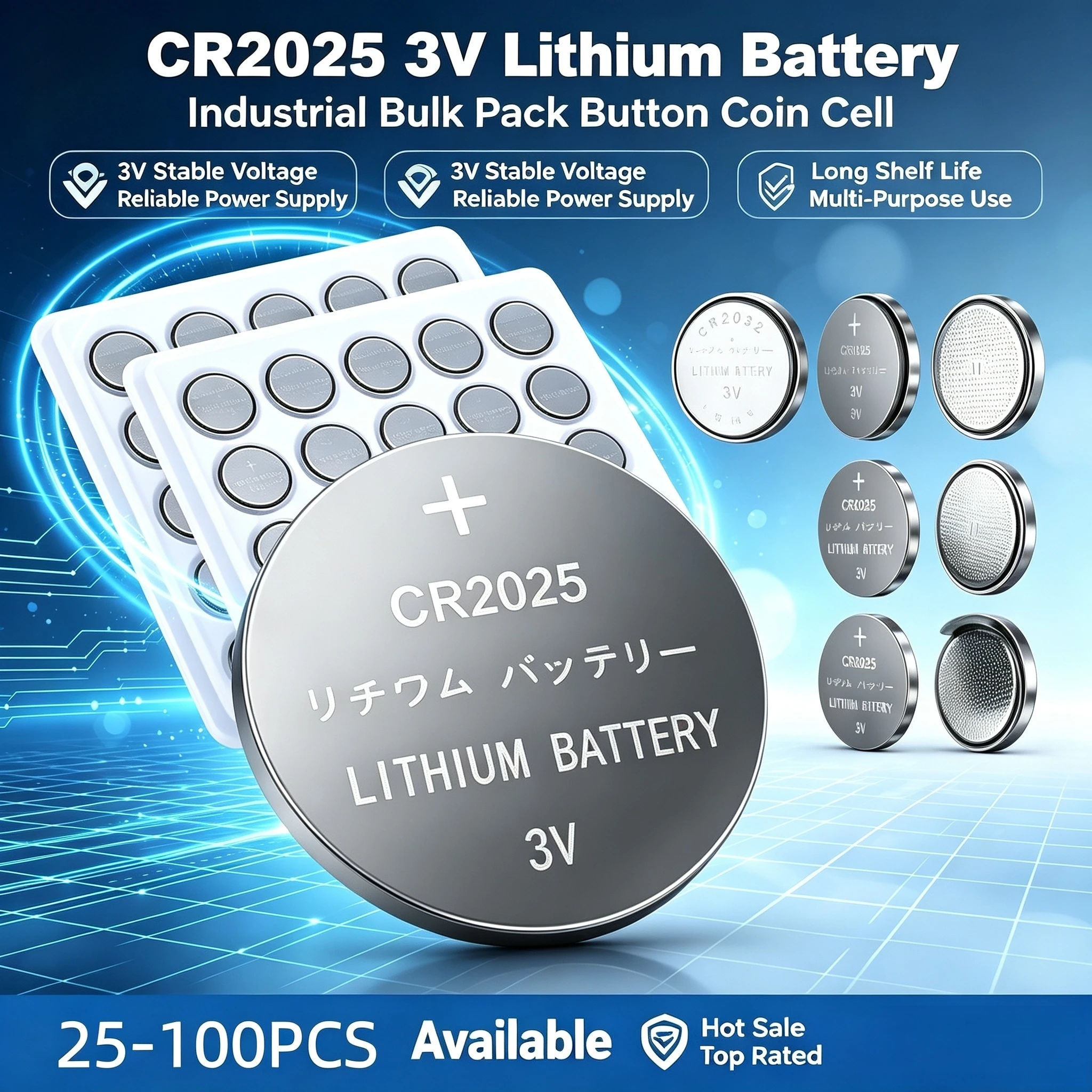 25-100PCS 3V CR2025 Lithium Button Battery DL2025 BR2025 5003LC LM2025 CR 2025 Coin Cell Watch Batteries For Toys Clock Compute
