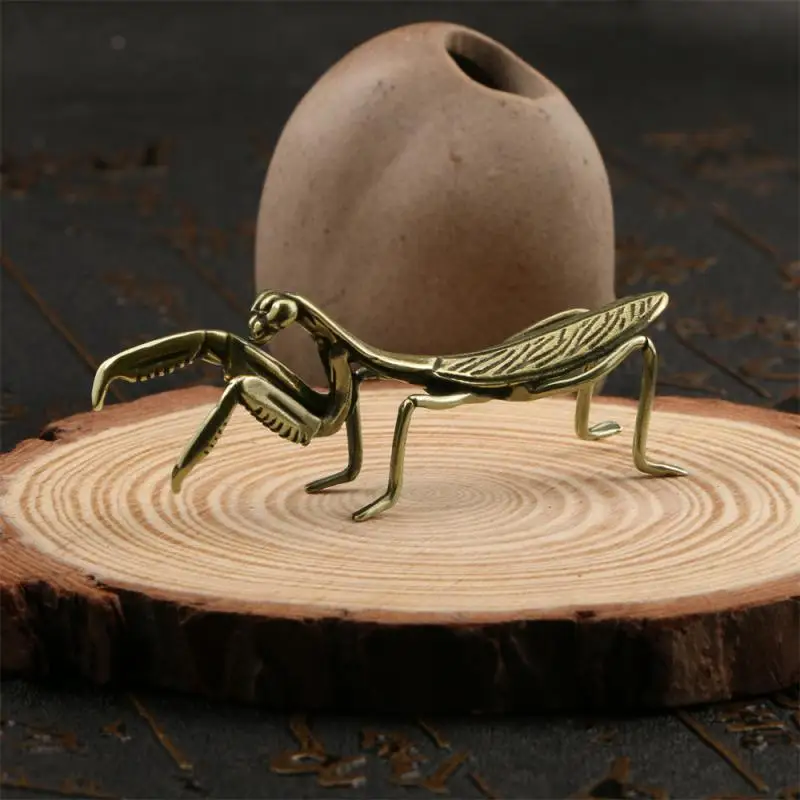 Home Creative Copper Praying Mantis Small Ornaments Tea Ceremony Solid Copper Insects Simulation Bronze Micro-carving