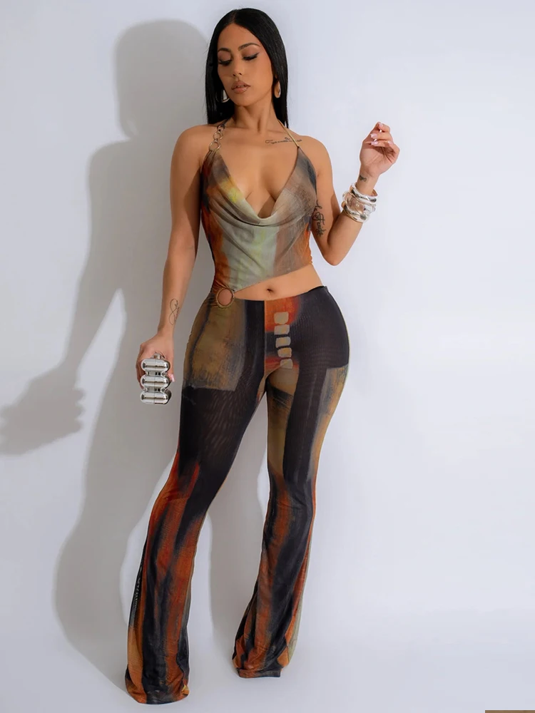 

Weird Puss Backless Jumpsuit Women Waistless See Through Sleeveless Colorful Skinny Metal Buckle Hollow Halter Sexy Overalls
