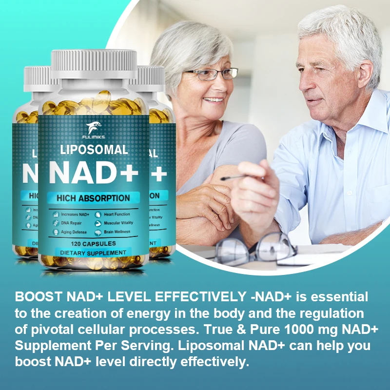 Liposomal NAD + добавка 1000 мг, максимальная поглощение, восстановление энергии и ДНК, защита от старения, функция головного мозга