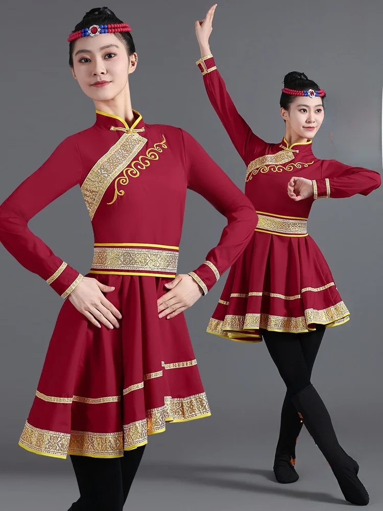 

Новый женский костюм для монгольских танцев, национальный этнический костюм для танцев тудзя, традиционное монгольское платье