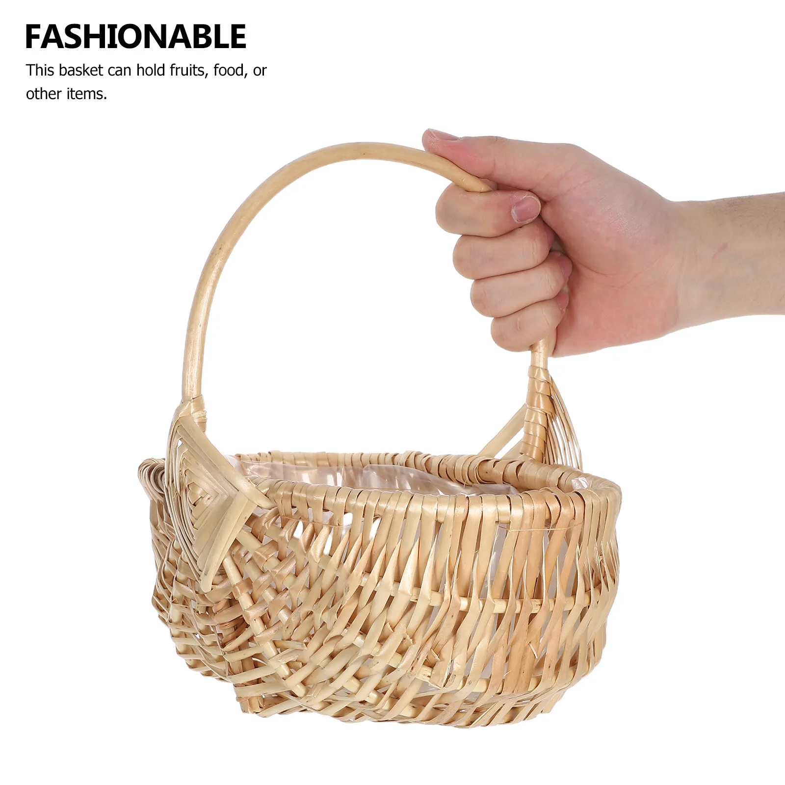 

Vintage Wicker Woven Flower Medium Capacity Handle For Garden Picnics Fruit Storage Decor Outdoor Use Harvest Basket Storage