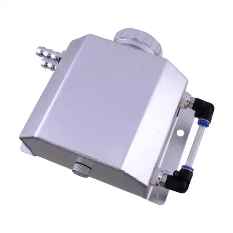 Universal 1L Car Silver Aluminum Square Radiator Coolant Overflow Expansion Bottle Recovery Water Tank Reservoir