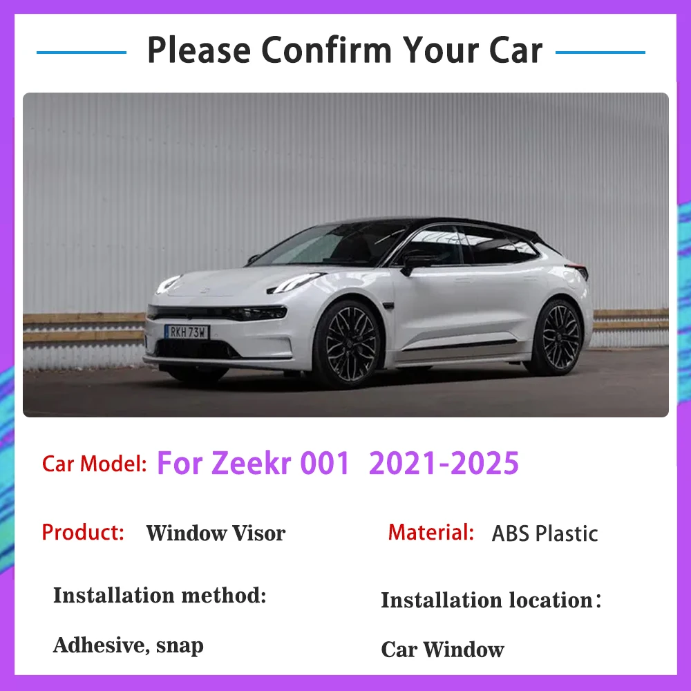 Window Visors For Zeekr 001 2021 2022 2023 2024 2025 Waterproof Rain Guard Deflector Windshields Eyebrow Awnings Car Accessories