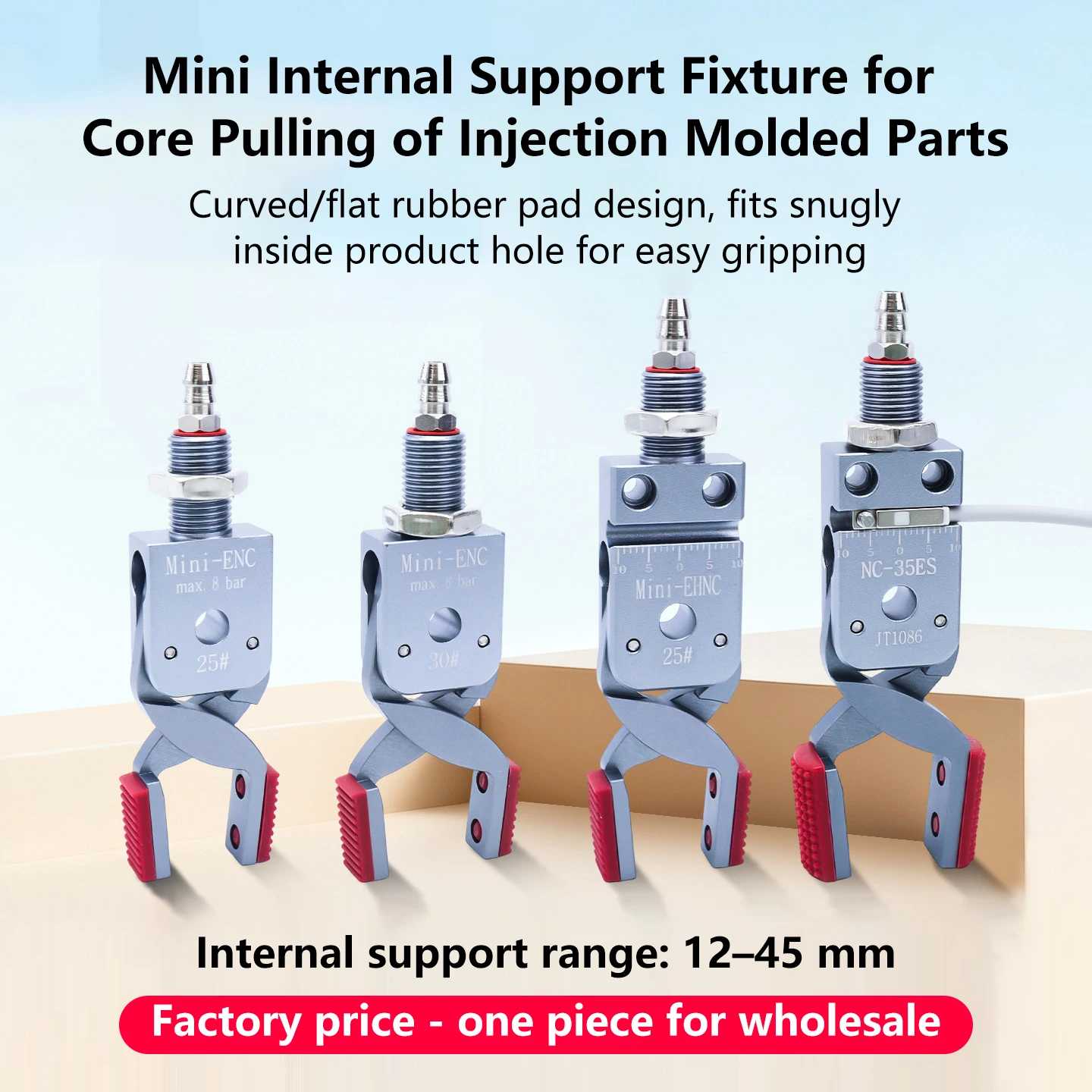 Mini Internal Support Gripper with Silicone Pad,NC Series Pneumatic Finger Cylinder Gripper with Detection Sprue Clamp Accessory