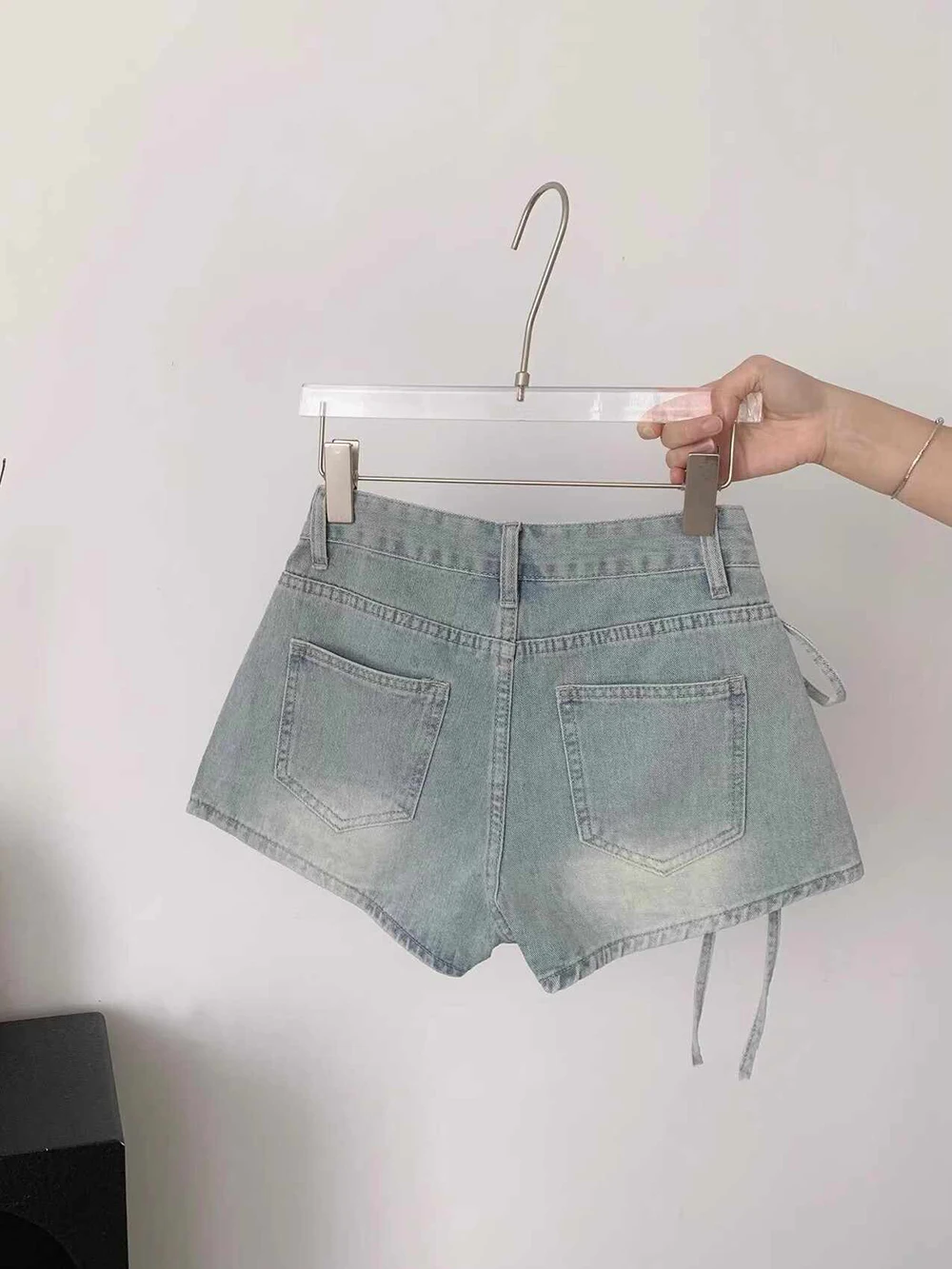 Retro Denim Shorts Half Skirt 2025 Women's Summer High Waist Loose A-line Short Pantskirt Irregular Lace-up Mini Half Skirts