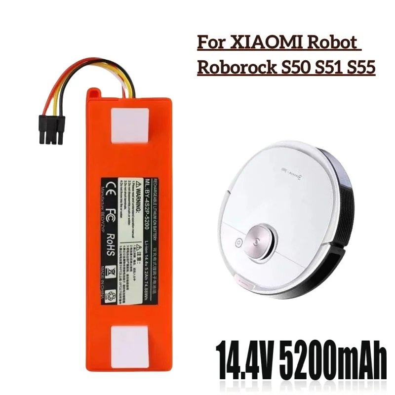 Sostituzione della batteria dell'aspirapolvere per batterie Xiaomi Roborock S50 S51 S55 T60 E352-00 S502-00 C10 E20 E35 14.4V 5.2AH SC