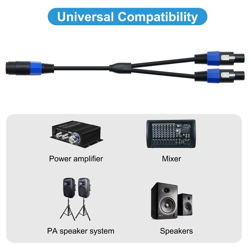 Speakon Splitter Cable Speak-on Break Out Cable Speakon Female to Dual Male Cable 0.5m