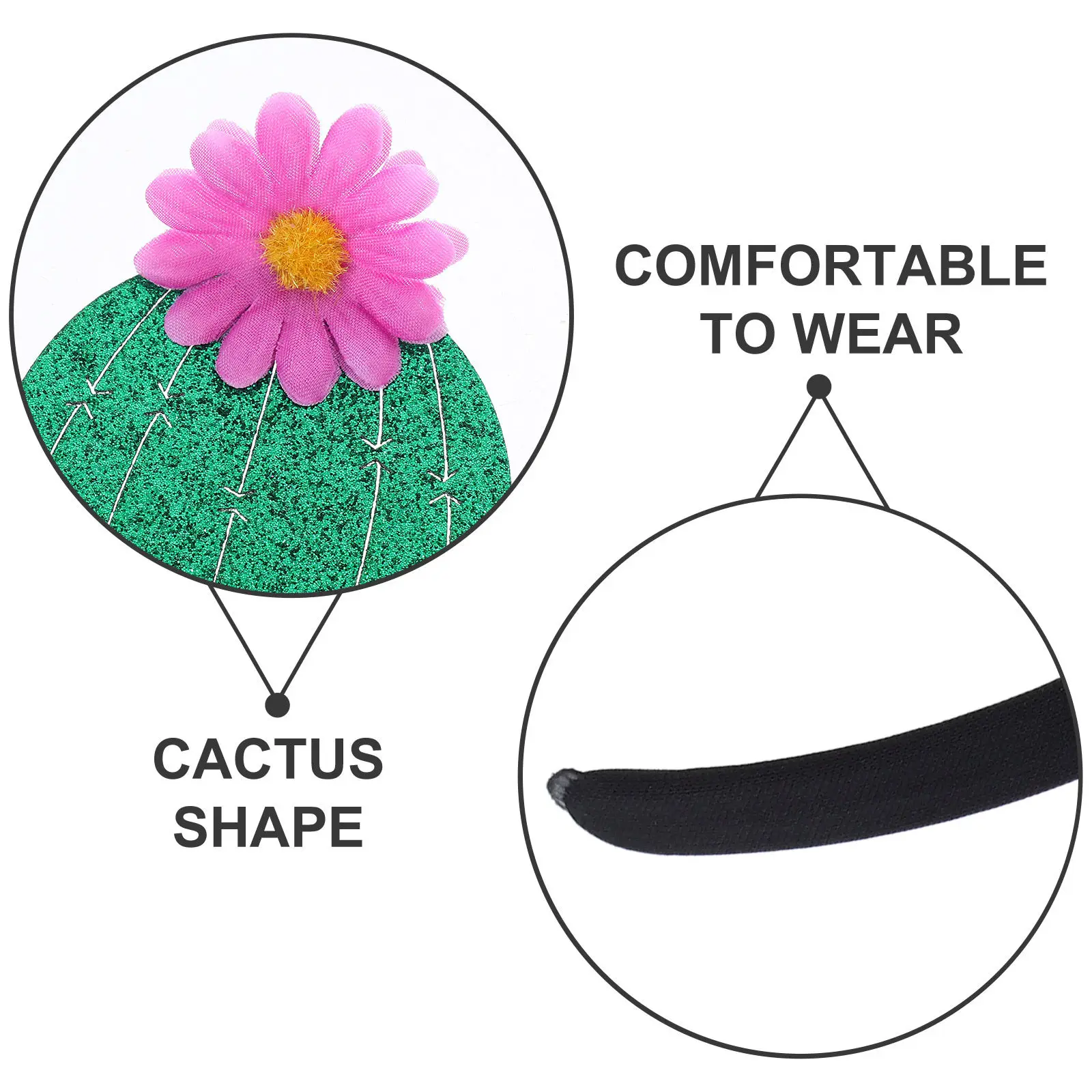 3Pcs Cactus Headband Cute Party Hair Accessory Novelty Headbands for Tropical Beach Birthday Cactus Headband Costume