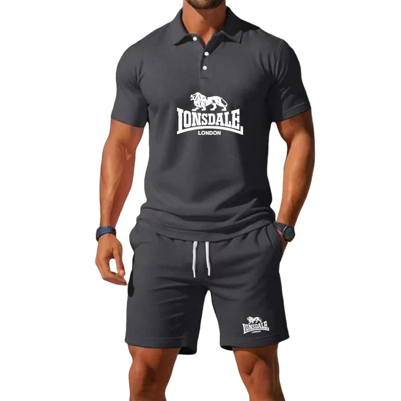 

Summer new men's 2026 fashionable T-shirt and shorts polo shirt and casual set suitable for daily wear and beach sports.