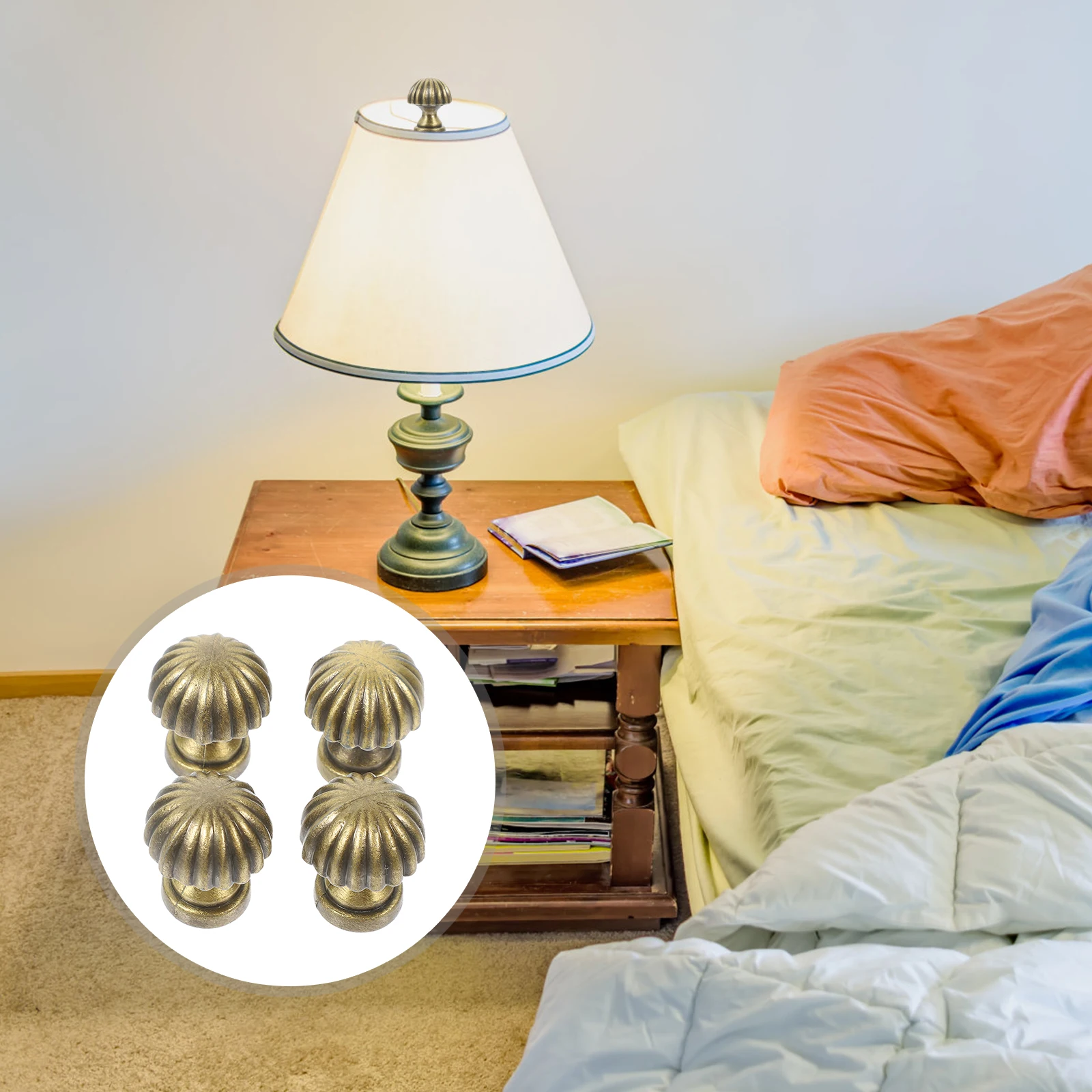 

4 Pcs Finials Decorative Light Caps for Table Lamps Bedroom Living Room Retro Metal Lampshade Finials Desk Lamp Knobs Solid Lamp