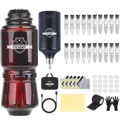 Beginners Wireless Tattoo Kit Complete Mini Rocket Rotary Pen Set LED Tattoo Power Supply with Ink Cartridges Needle Accessories