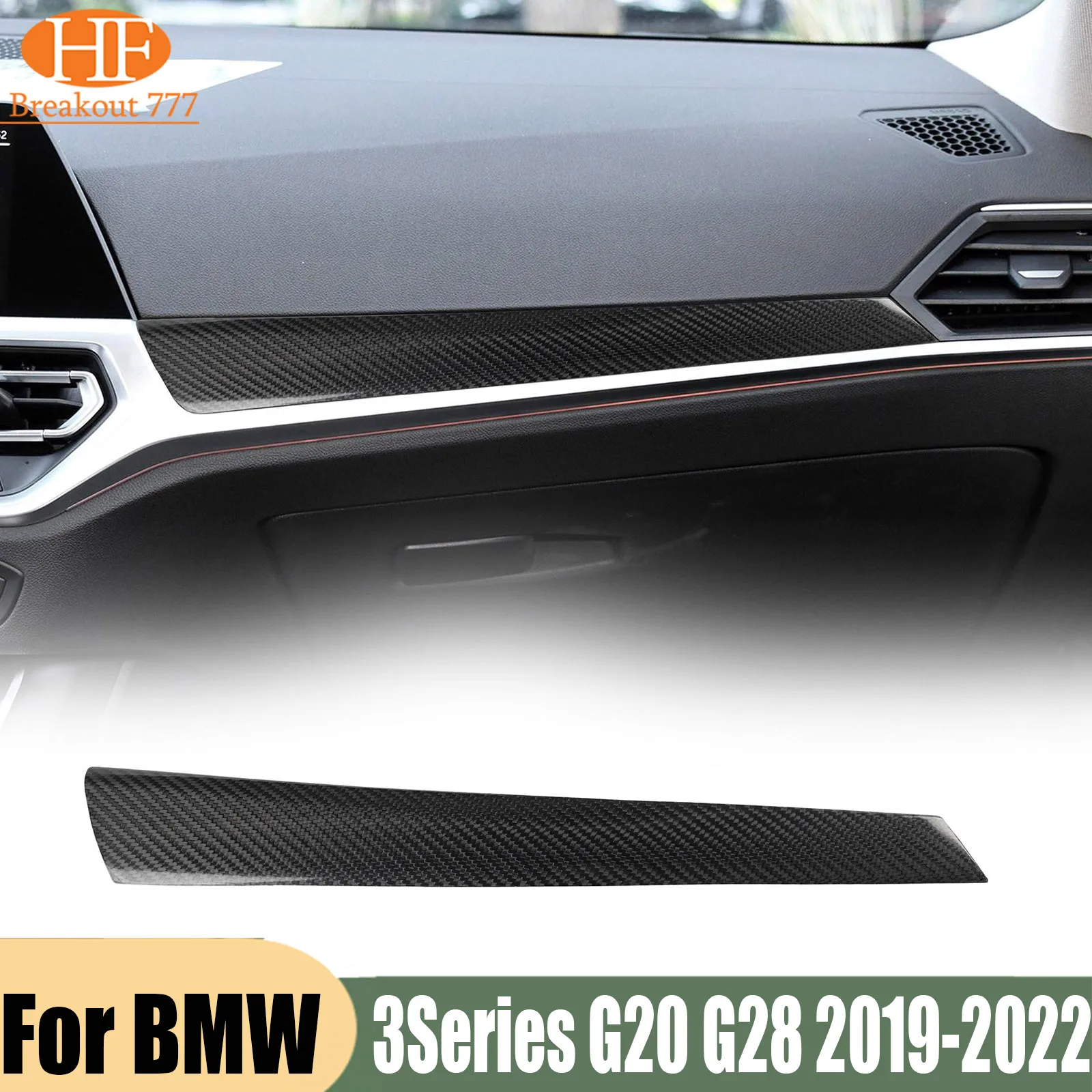 Carbon Fiber Dashboard Center Console Cover Trim For BMW 3 Series G20 2019-2021