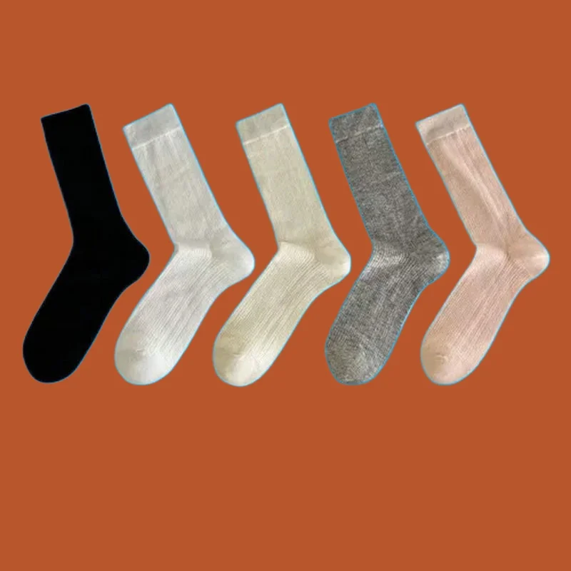 Chaussettes empilées en maille pour femmes, 5/10 paires, style printemps et automne, en coton blanc, tube moyen désossé, respirantes