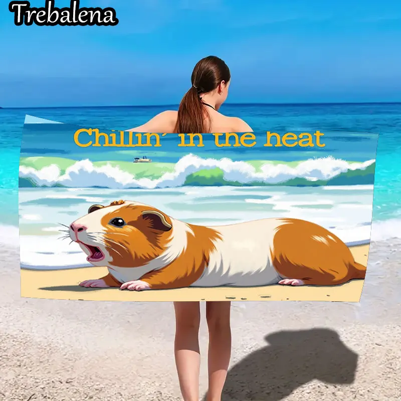 

30*60inch Ultra-Soft Beach Towel with Beach Fun Guinea Pig Print Towel Soft Absorbent