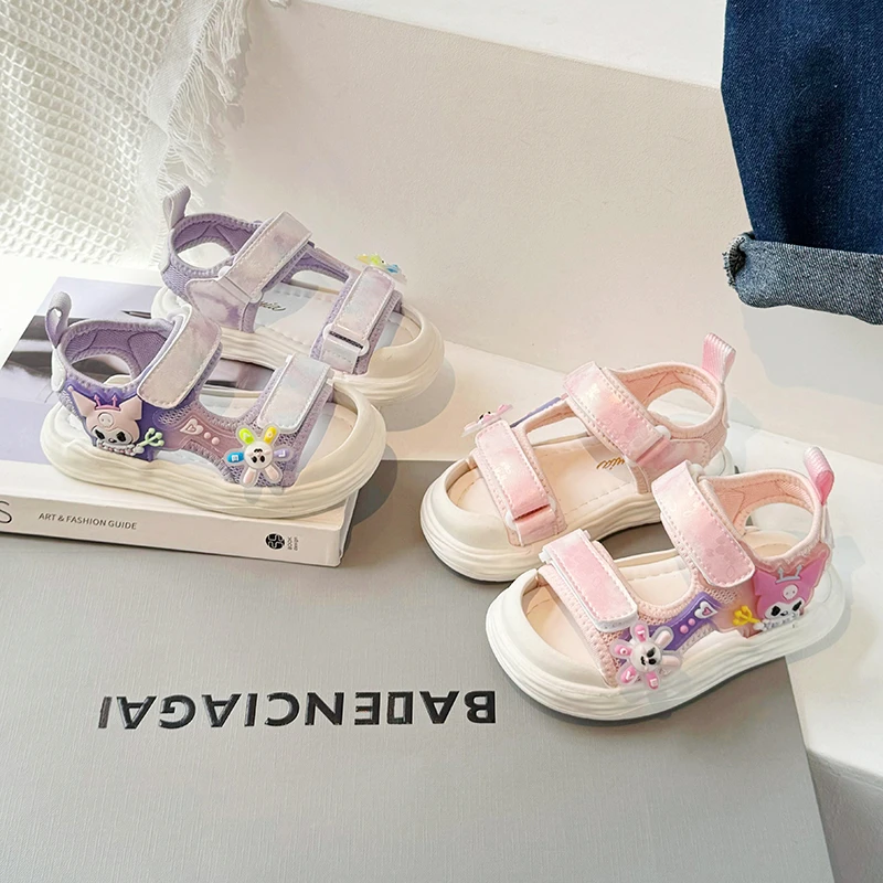 

Girls' sandals 2025 summer new foreign cartoon girl beach shoes children's popular princess shoes