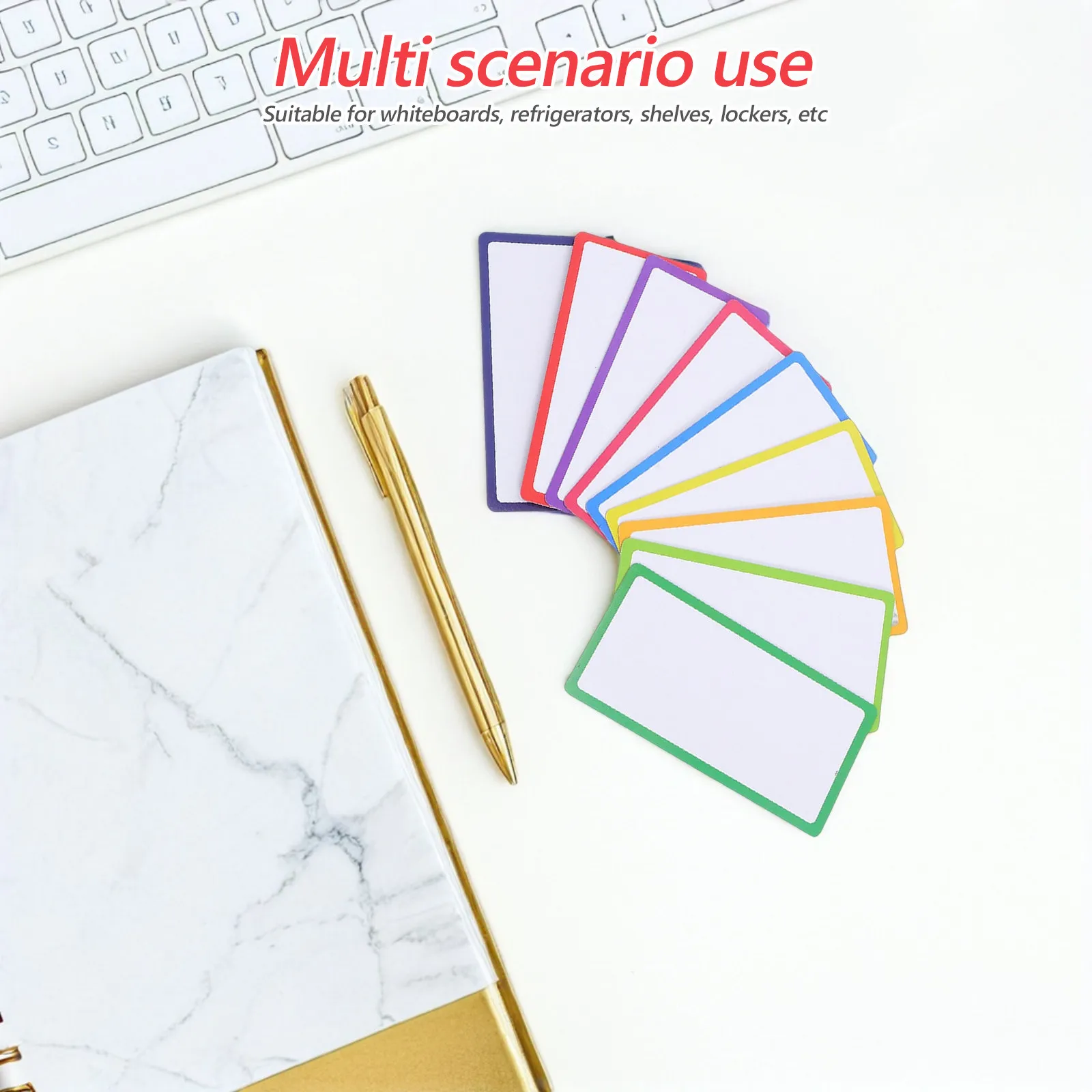 27Pcs Erasable Magnetic Labels Colorful Reusable Dry Write Wipe Name Tags Full Magnetic Backing for Whiteboard Cabinet