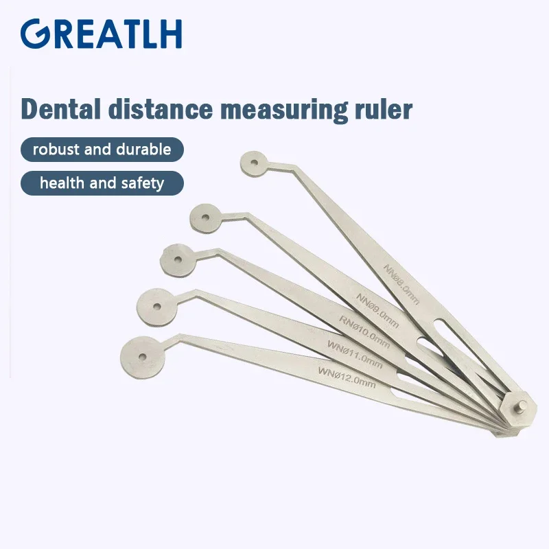 مواد طب الأسنان الرائعة مسطرة قياس مسافة الأسنان من الفولاذ المقاوم للصدأ لتخطيط زراعة الأسنان مسطرة تحديد المواقع #2