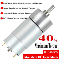 JGB37-555 High Torque Low Speed 12V Electric DC Gear Motor Micro 24V 555 Dc Gearbox Reduction Motor Geared Motor for Robot Arm