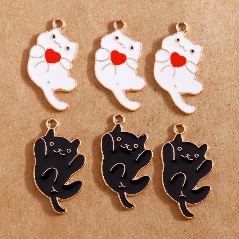 10 stücke Emaille Cartoon Tier Katze Charms Anhänger für Schmuck Herstellung Halskette Ohrringe DIY Armband Zubehör liefert – Detail 14