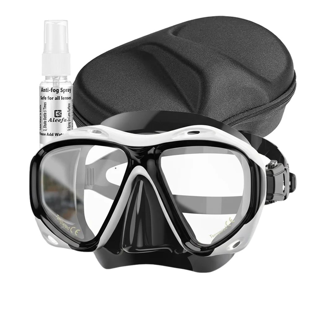 +2.0 to +5.0 Hyperopia Diving Mask  Farsighted  Swim Goggles  with Tempered Glass Lenses, Gear for Men Women,  Antifog Spray