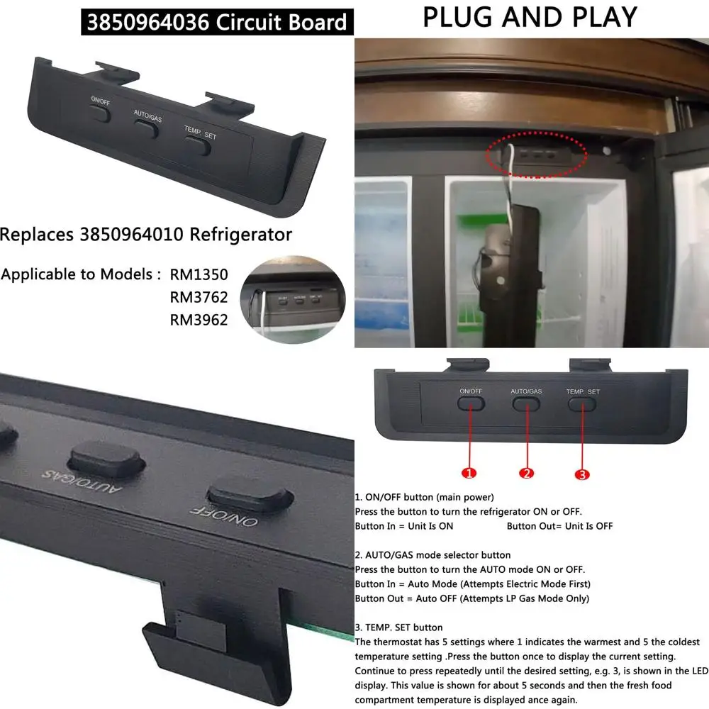 

Панель кнопок холодильника, комплект печатной платы 3850964036, заменяет 3850964010, двухсторонняя кнопочная панель подходит для RM1350 RM3762 RM3