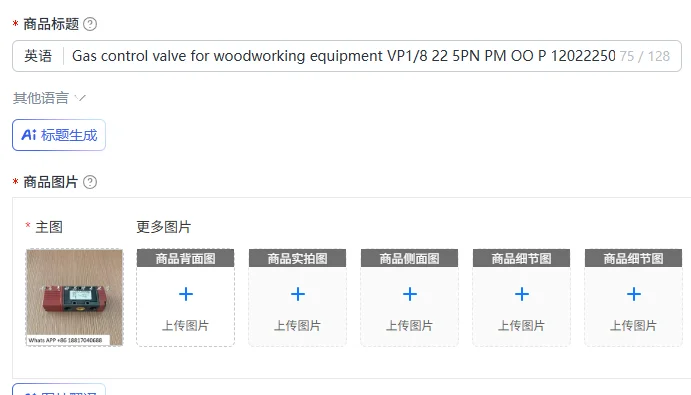 

Gas control valve for woodworking equipment VP1/8 22 5PN PM OO P 1202225001
