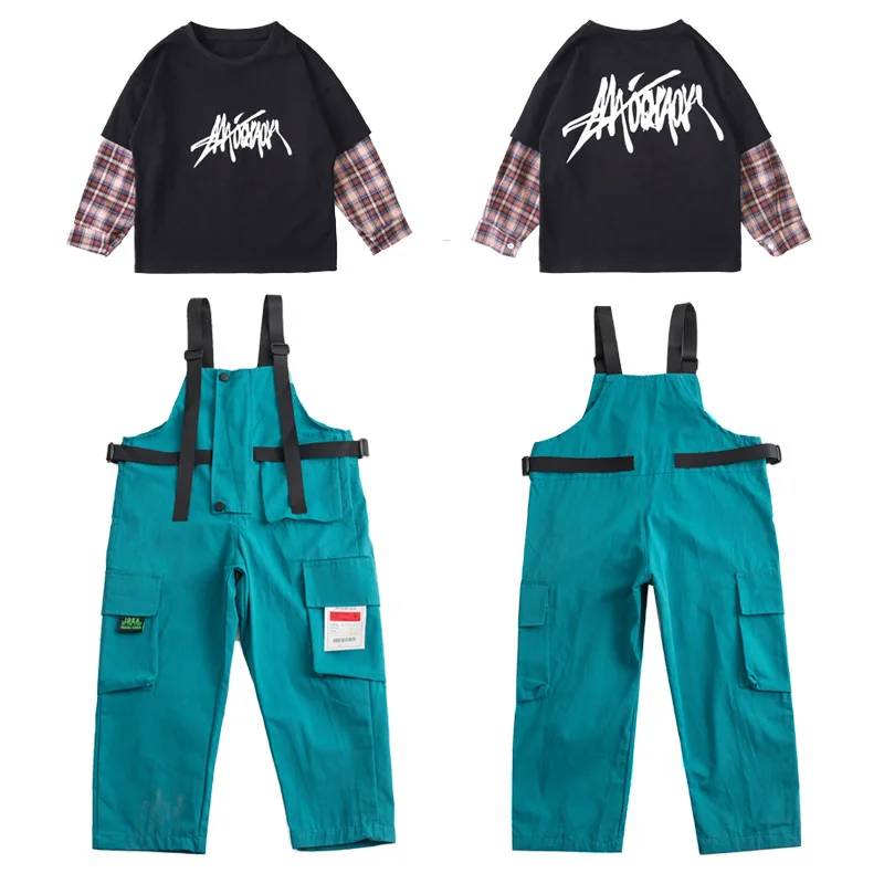 Boys Hip Hop Baggy Overalls Girls Cargo Pants Kids Dungaree Joggers Child Loose Jumpsuit Street Dance Romper Teen Streetwear