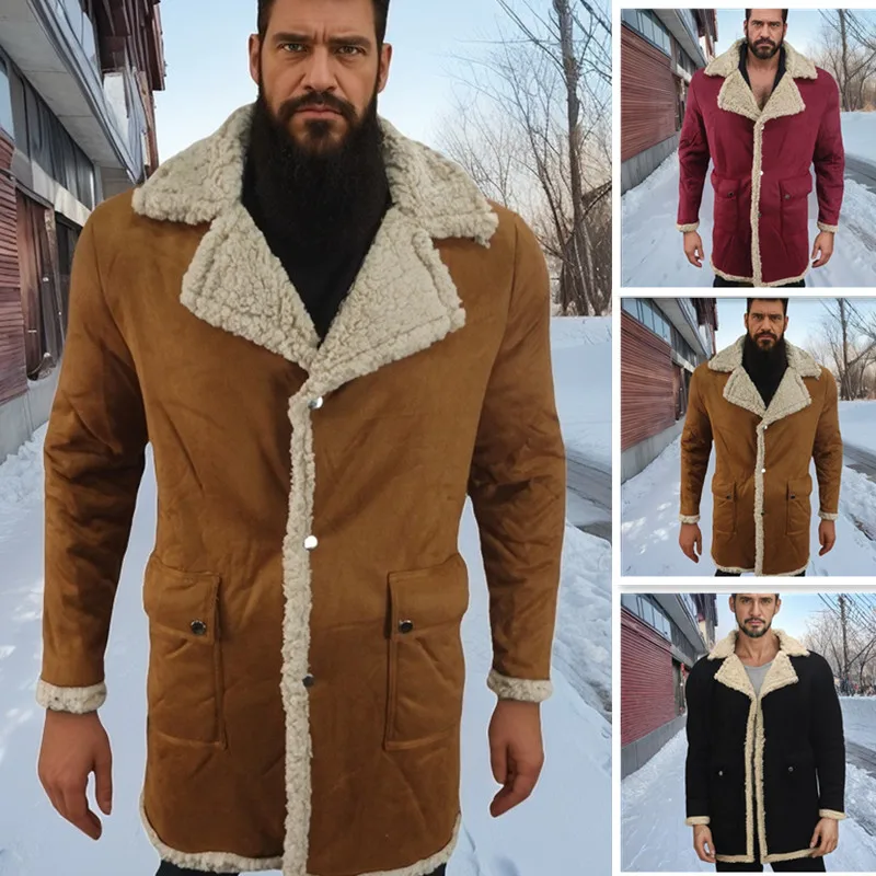 

2024Autumn and Winter New Leather and Fur Men's Coat Suede Large Overcoat European Version Men's Padded Jacket