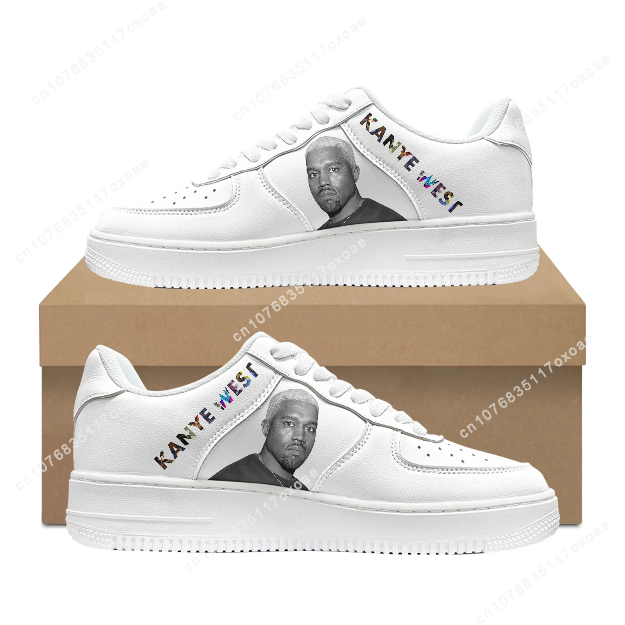 Kanye West Rapper Shoes Air Basketball Mens Womens Sports High Quality Flats Force Sneakers Lace Up Mesh Custom Shoe DIY