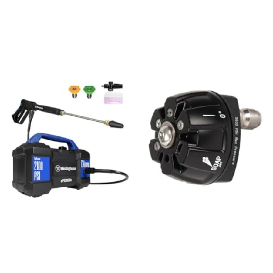 

High-Performance Electric Pressure Washer with 3600 Max PSI and 2100 Max PSI for Heavy-Duty Cleaning Applications Features Buil