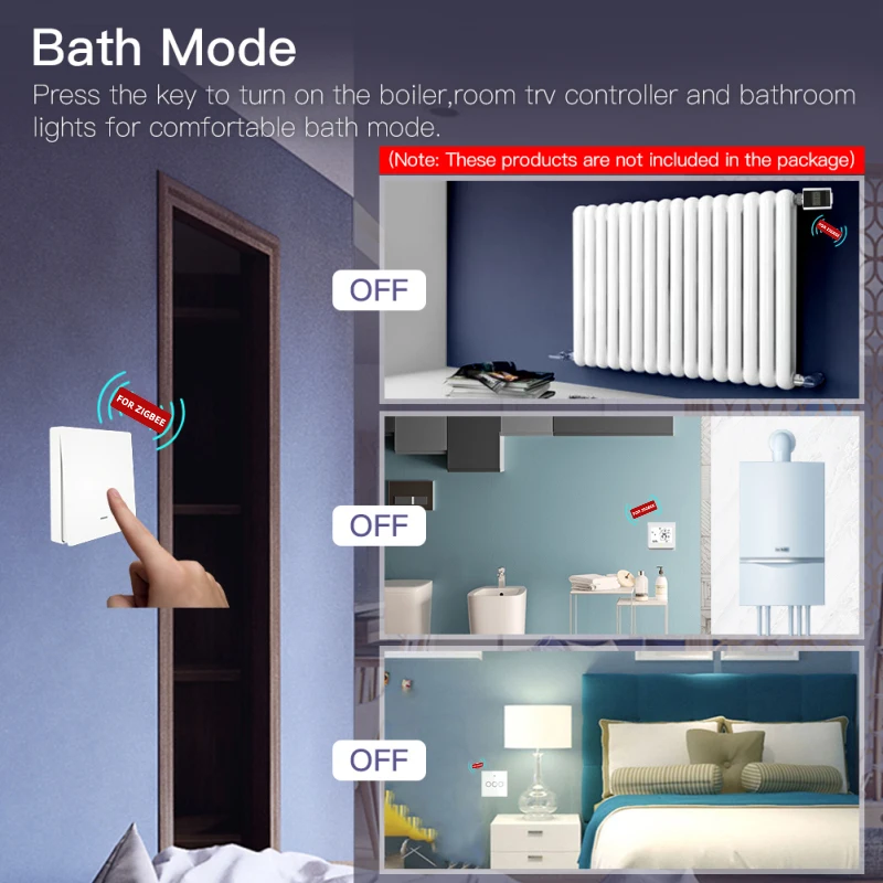 Tuya ZigBee 1-3 Gang Wireless Smart Switch Wall Push Button Automation Scene Switch Battery Powered Smart Life Remote Control