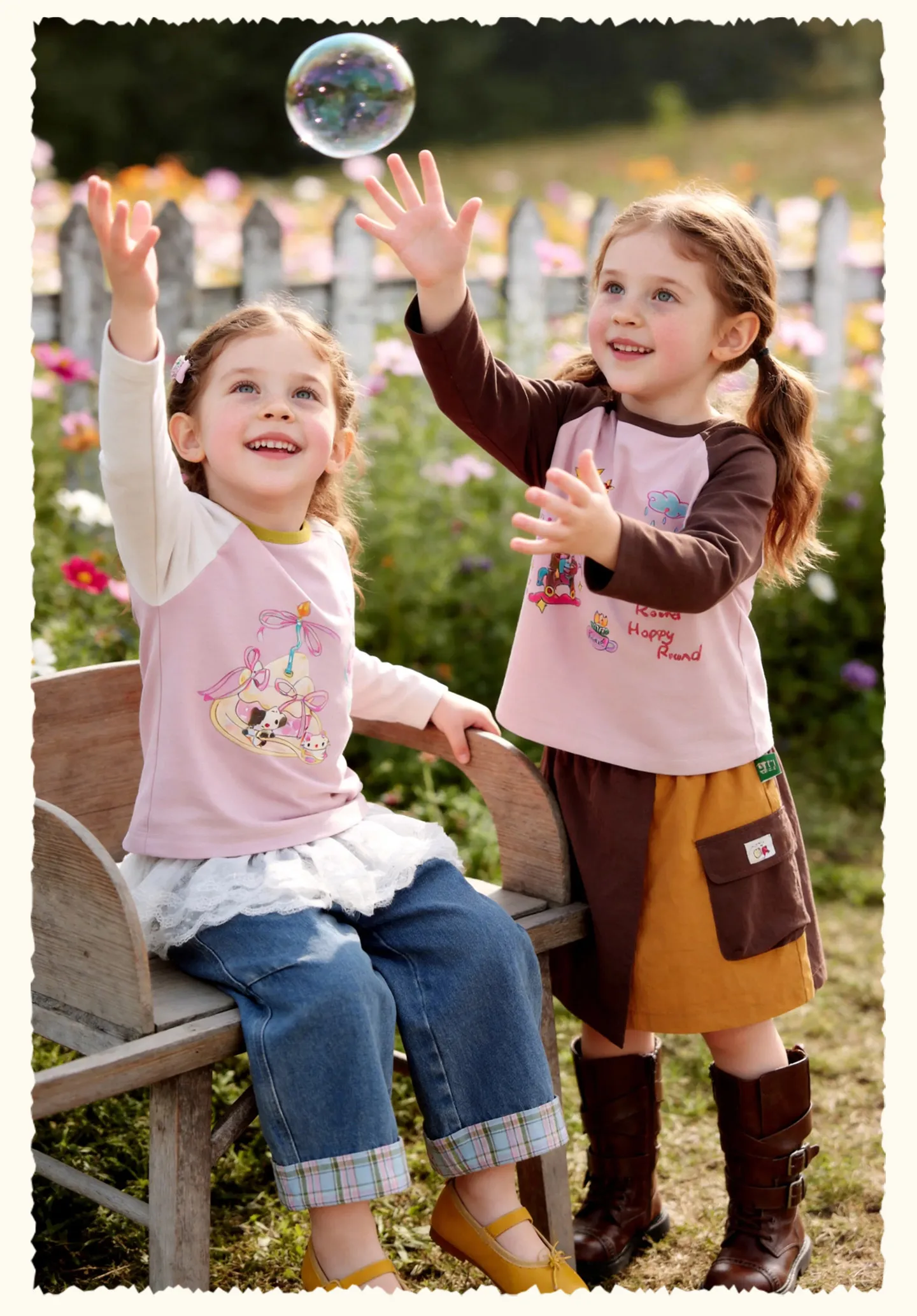 Amila 2026 Herbst Neues Stylisches und Bequemes Kinder-T-Shirt mit Niedlichem Patchwork-Farbblock und Kreativem Musterdesign Langarm – Detail 12
