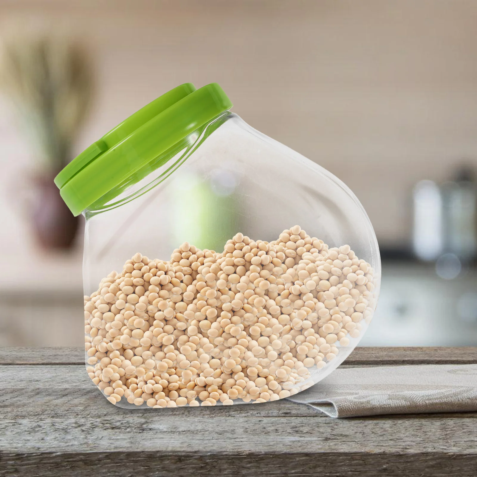 

Clear 2500ml Airtight Plastic Jar Slanted Opening for Easy Access Food Storage Container Tea Coffee Sugar Canister Kitchen