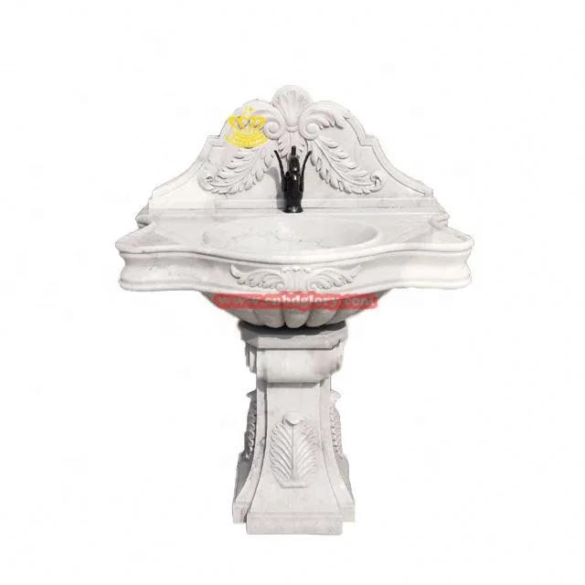 Natural Stone Bathroom Sink Used Marble Freestanding Pedestal Wash Basin
