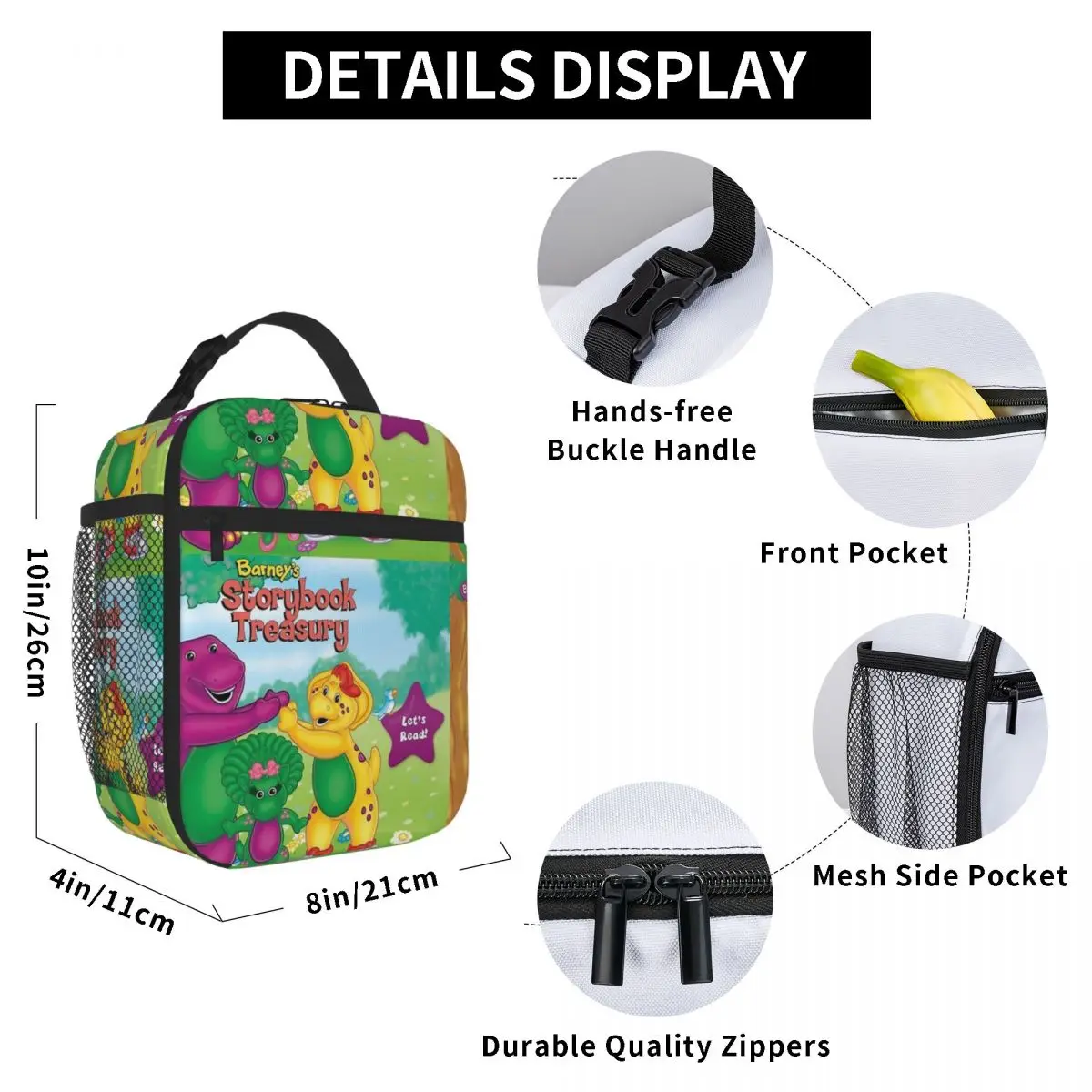 Barney-And-Friends Lunch Bags Insulated Lunch Tote Portable Thermal Bag Resuable Picnic Bags for Woman Work Kids School