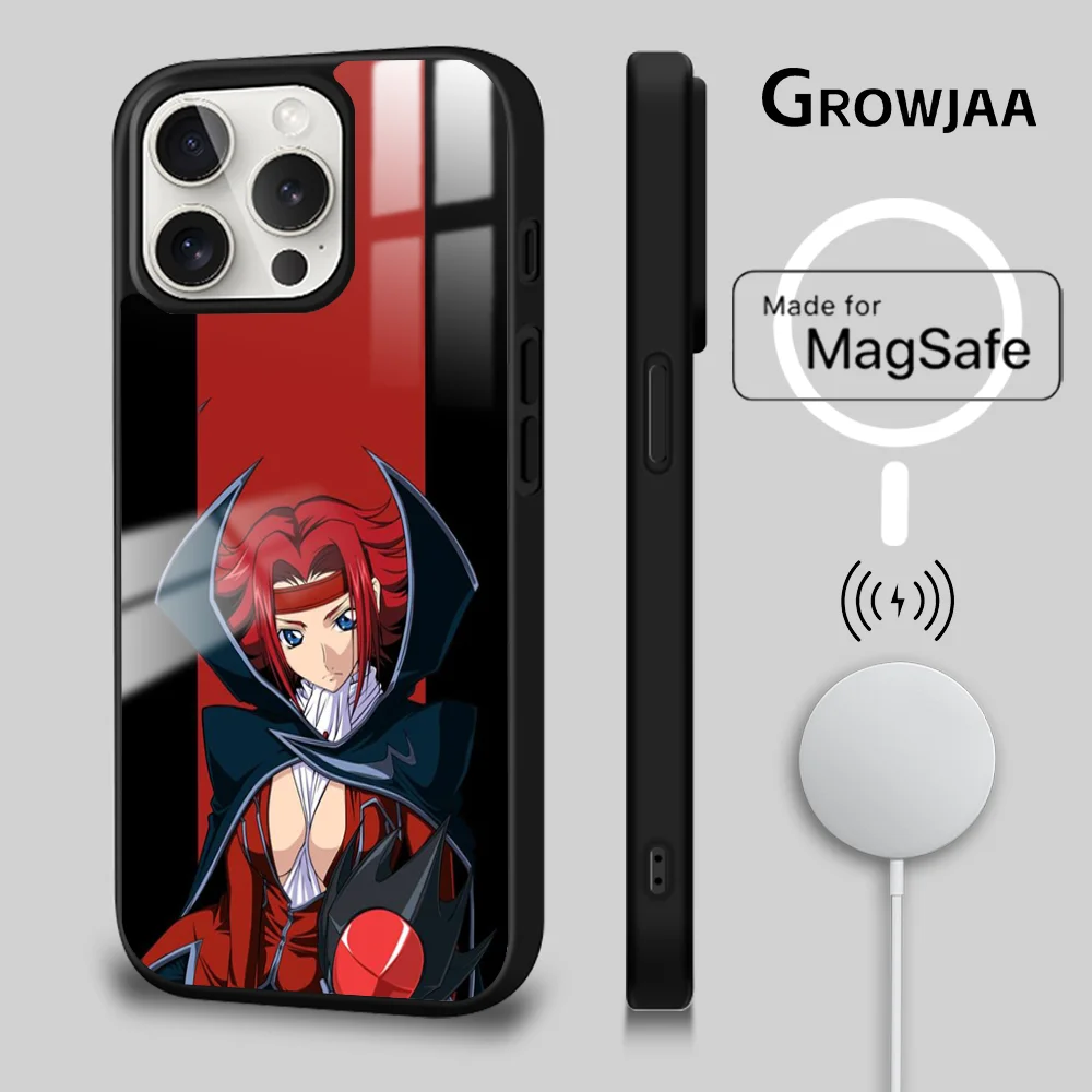 C-Code G-Geass Cartoon Phone Case For iPhone 16 15 14 13 12 11 Pro Max Plus Mini Magsafe Mirror Wireless Magnetic Funda