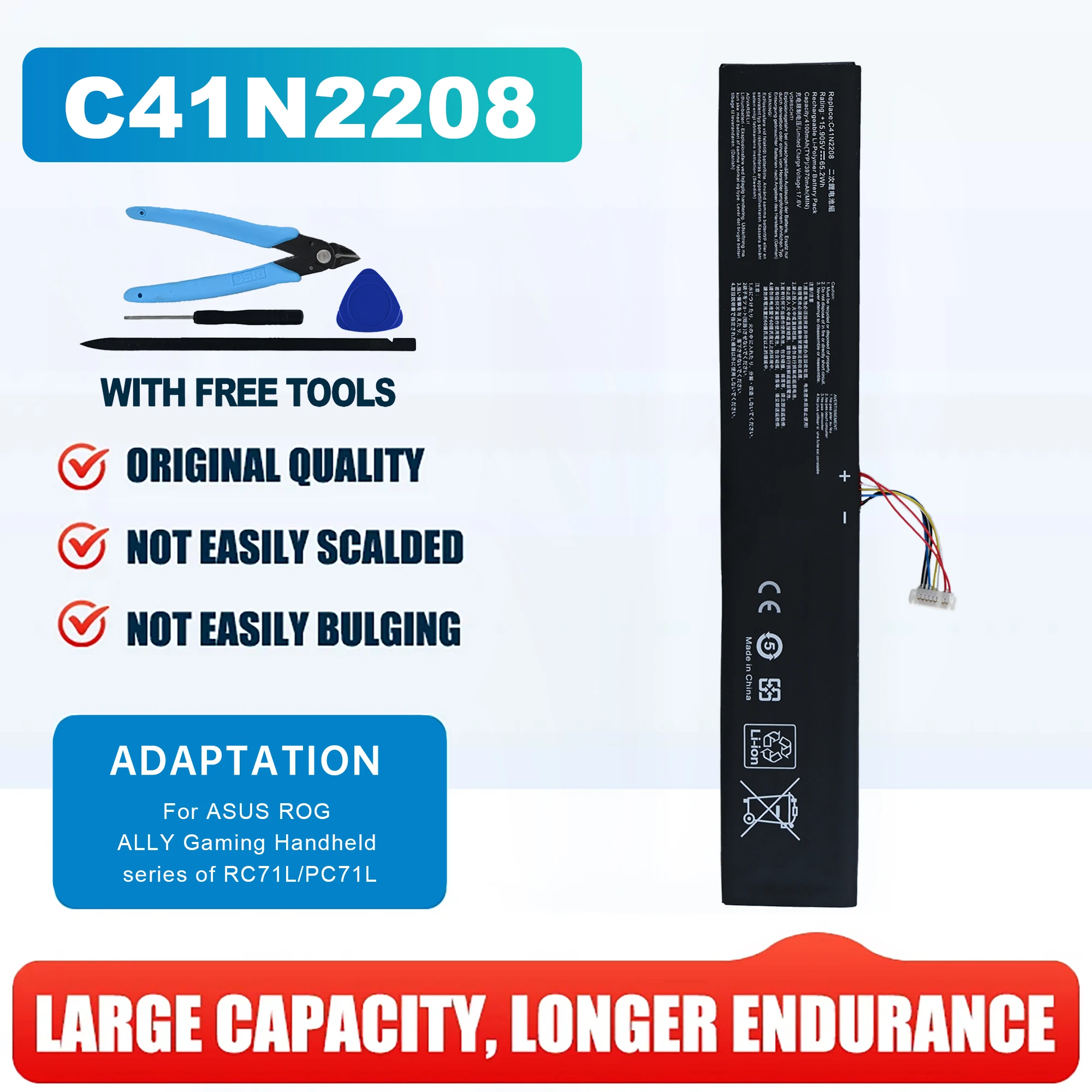 

C41N2208 New Battery Compatible with ASUS ROG Ally PC71L RC71L Gaming Handheld Series With Free Tools 15.905V 65.2WH