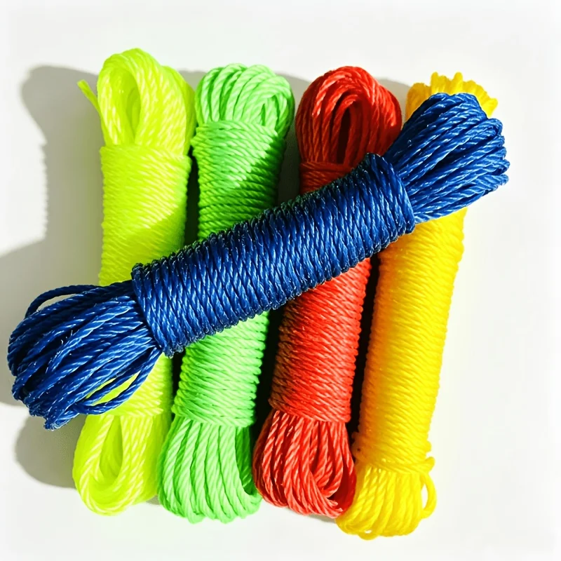 3pcs Random Color 10m Nylon Clothesline, Multi-functional Colorful Plastic Rope for Outdoor Use, Clotheslines