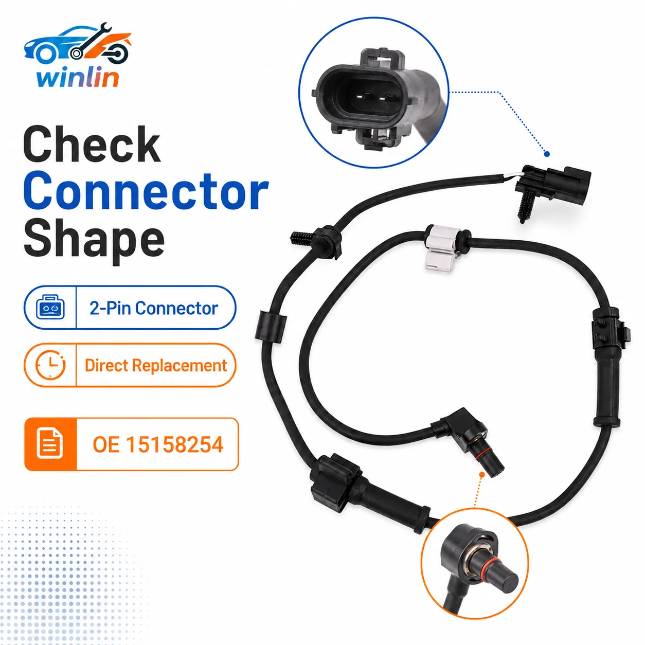 OEM 15158254 Front Left Right ABS Wheel Speed Sensor For Buick Chevrolet Trailblazer GMC Envoy Rainier SSR