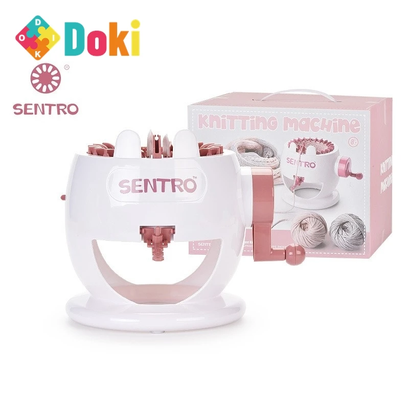 Doki Toy New Small DIY Knitting Machine 22 Needle Little White Rabbit Wool Weaving Machine Children's Playhouse Toys Hot 2024