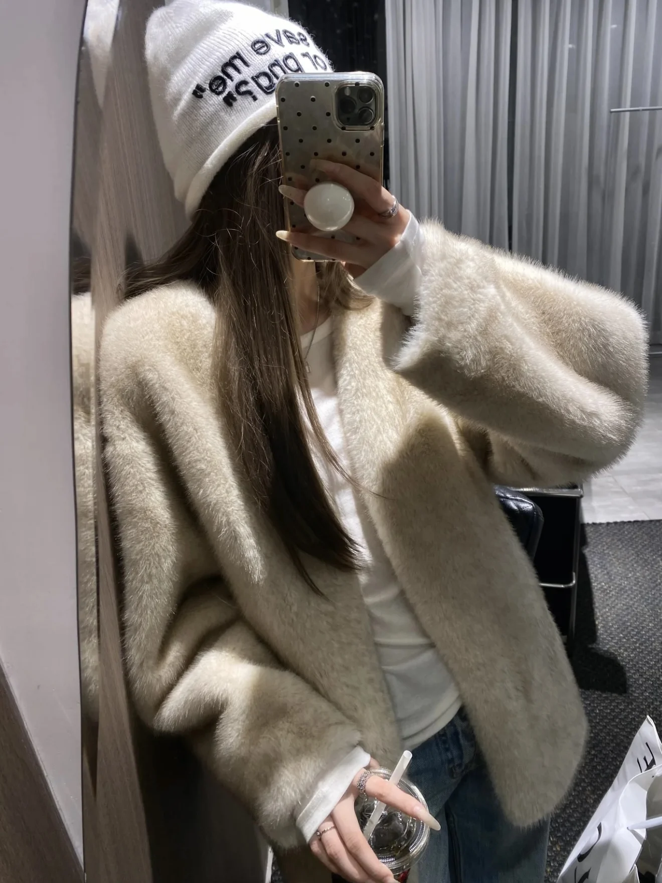 

TheLike Original Winter Thi Warm V-Ne Fur Coat Sable Hair Inteated Leather And Fur Women's Outerwear Luxury Sle Long ...