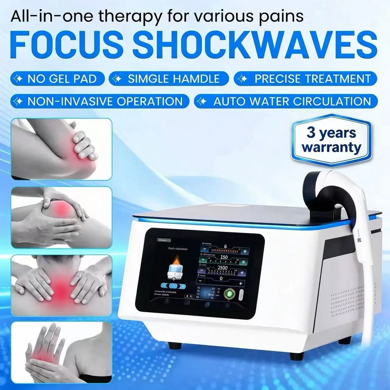New Focused Therapy 1-15 Levels Intensity for Neck Shoulder Back Knee Hip Pain Relief Physio Therapy Equipment